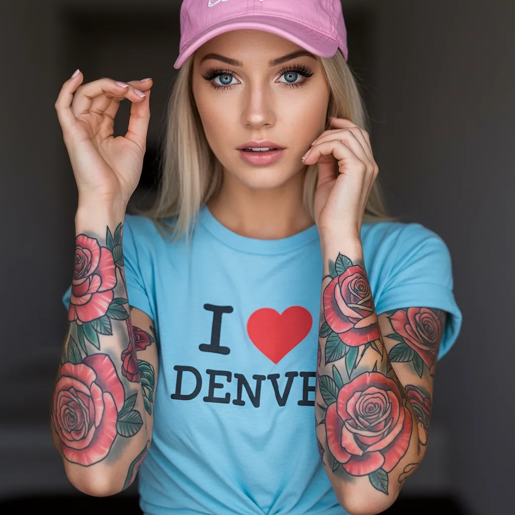 Close-up of a vibrant DTF-printed design of custom clothing on a cotton t-shirt promo products in Denver.